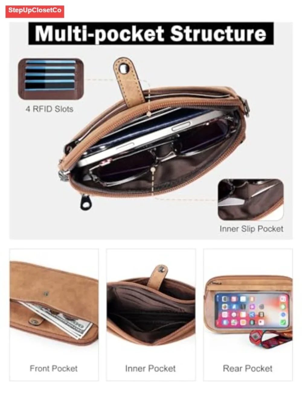 Slim Wristlet Wallet for Women, RFID Blocking Faux Leather Clutch Purse with